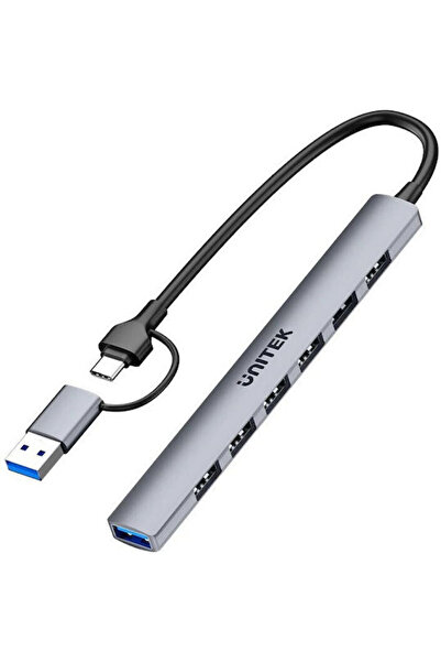 Unitek Διανομέας USB 2.0 7 θυρών με σύνδεση USB-A / USB-C Κωδικός Γκρι: H1209...