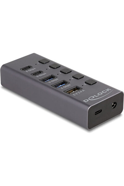 DELOCK Διανομέας USB 3.0 5 Θυρών με σύνδεση USB-A / USB-C Κωδικός Γκρι: 64248