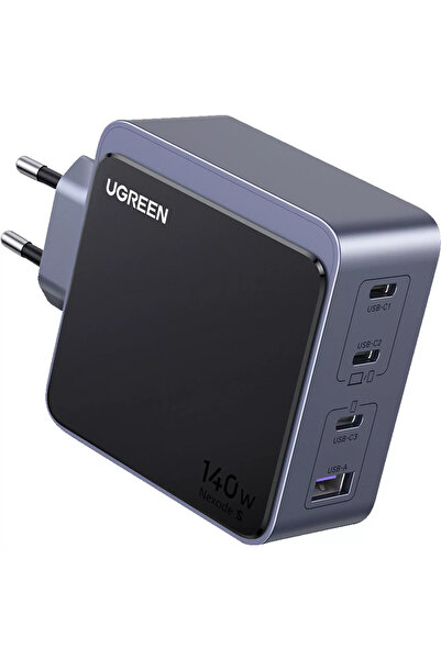 Ugreen X570-45575 140W GaN бързо зарядно устройство 3x USB-C 1x USB-A Черен/Сив