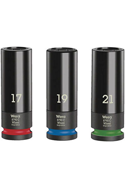wera Impact socket Top Bottom Set , hexagonal, 1/2 inch, 3 pieces, Wheel Impa...
