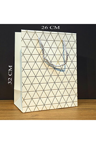 ForWhat Maxi white geometric patterned single cardboard bag for office home o...