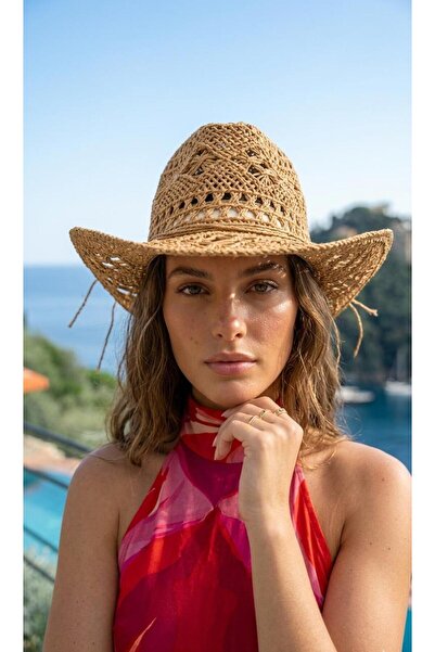 LAGRANZE Luxurious Textured Perforated Knit Women's Cowboy Hat