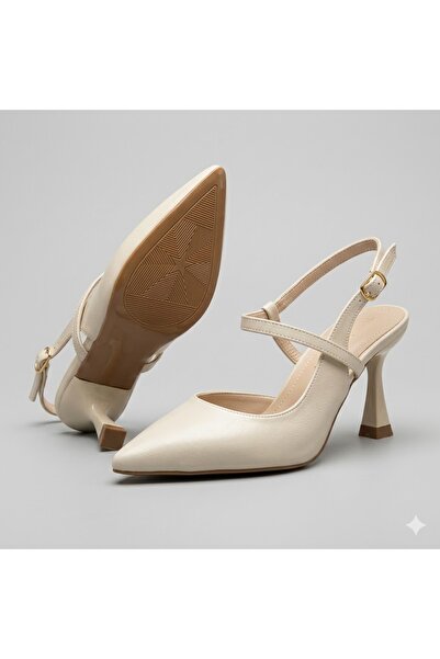 KİNDEP (Wiesse) Closed Toe Women's Shoes with Heels Beige