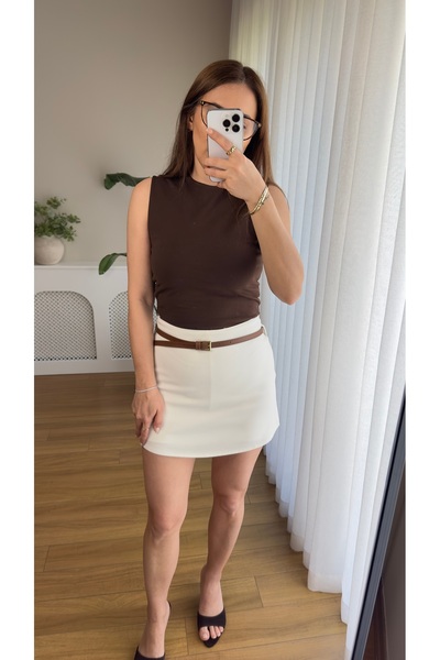 Butikrenginyılmaz Astarı Belted Mini Skirt with Shorts
