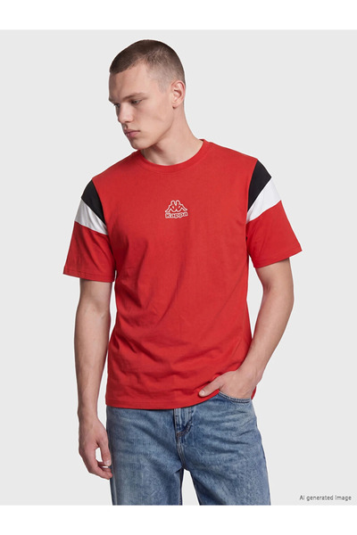 LC Waikiki Red Crew Neck Embroidered Unisex T-Shirt