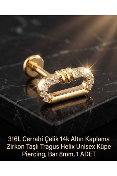 Lunexa 316L Cerrahi Çelik Altın Kaplama Kararmaz Alerji Yapmaz Zirkon Taş Fig...