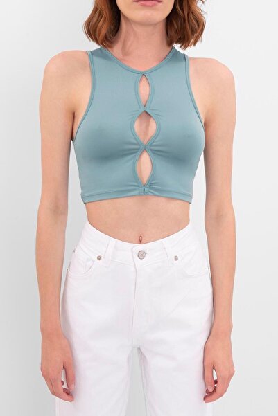 BSL Pencere Detaylı Kolsuz Crop Body