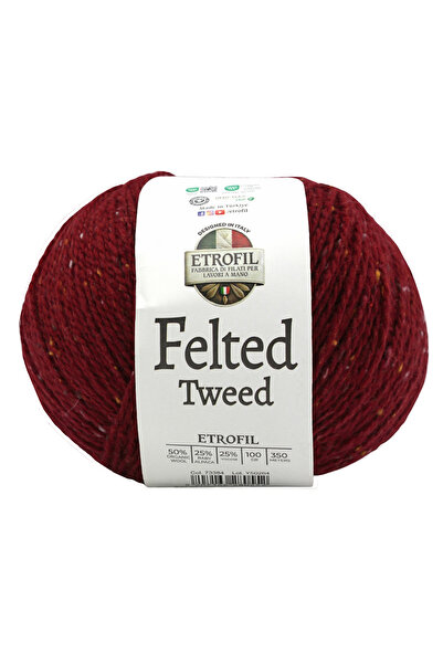 Etrofil Felted Tweed Knitting Yarn Red Coral 50% Organic Merino Wool 25% Baby...