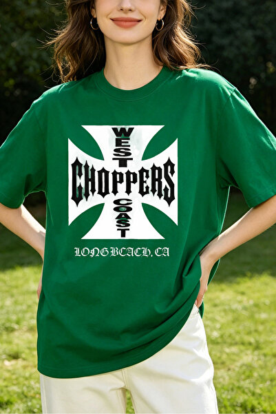 Fleck تي شيرت نسائي من West Coast Choppers Long Beach Ca Streetwear بتصميم جر...