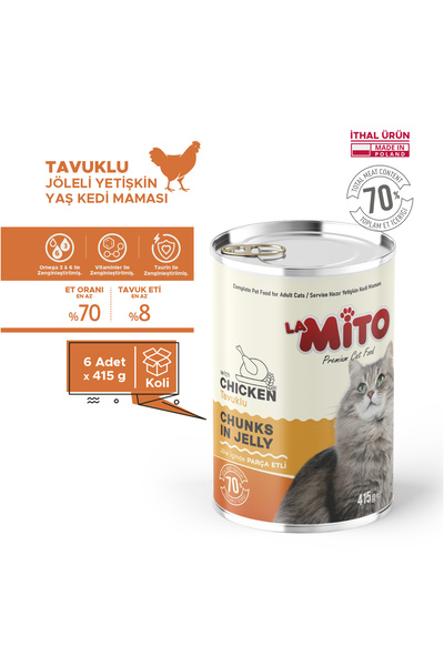 Jöleli Tavuklu Yaş Kedi Maması 415gr x 6 Adet