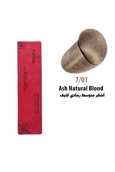 pasteel Italian Permanent Hair Dye with Argan Oil, 7/01 Medium Ash Blonde Int...