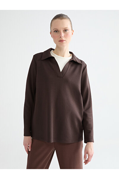 LC Waikiki Nevavm Polo Collar Women's Sweatshirt with a Difference