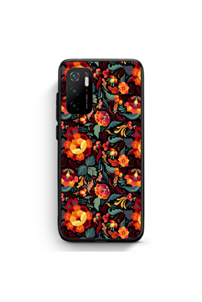 Other Xiaomi Poco M3 Pro Orange flowers Black Glossy Θήκη
