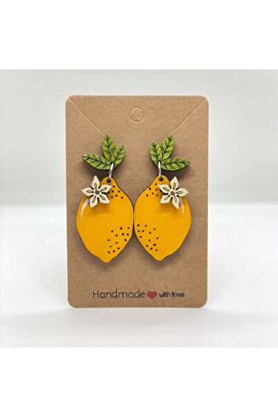 OEM Handmade earrings Lemon, painted on wood, hypoallergenic metal, special g...