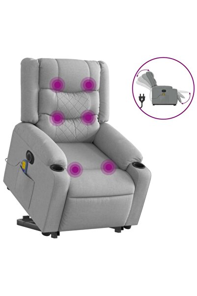 vidaxl Fotoliu electric masaj rabatabil cu ridicare, gri închis textil