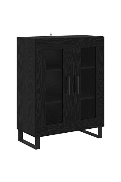 vidaxl Bufet Stejar Negru 69,5 x 34 x 90 cm Lemn compozit