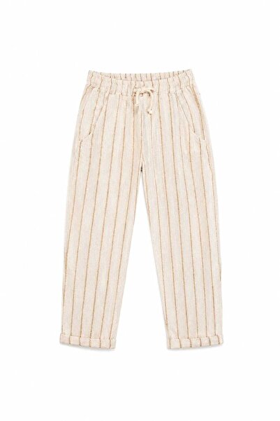 dolcemix Children's Striped Linen-Look Muslin Pants