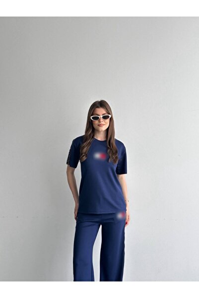 mylunessa Tom Hi Stoned Embroidered Short Sleeve Modal Tracksuit Set