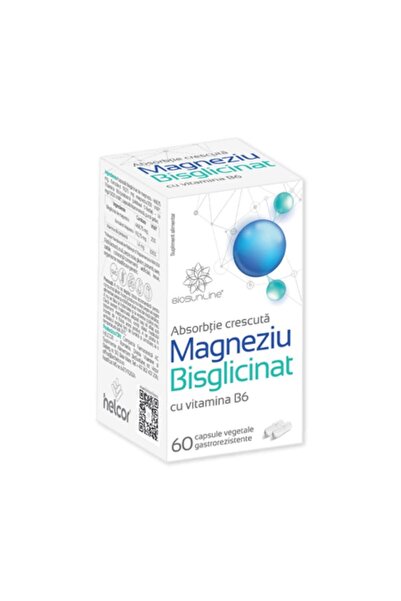 Helcor Magneziu Bisglicinat cu vitamina B6, 60 capsule vegetale gastroreziste...