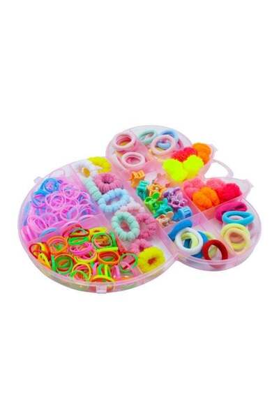 Duravel Girls Hair Accessories Set, 225 Pcs, Colourful Elastic Bands, Scrunch...