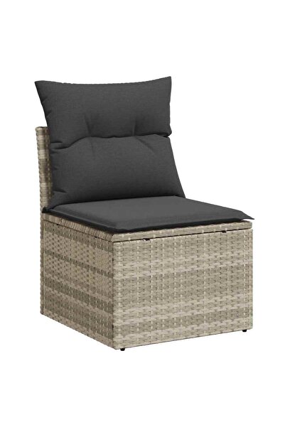 vidaxl Garden sofa without armrests with cushions, light gray polyrattan