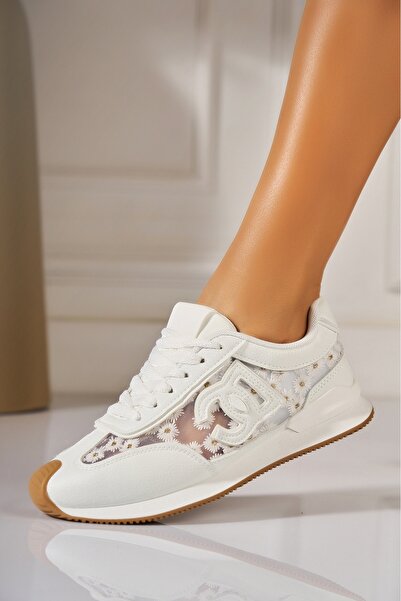 Joana Women's White Faux Leather Sneakers 40