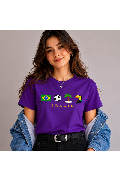 VODEXA Μπλουζάκι Unisex Oversize Brasil 1 με στάμπα, 100% βαμβάκι, άνετη εφαρ...