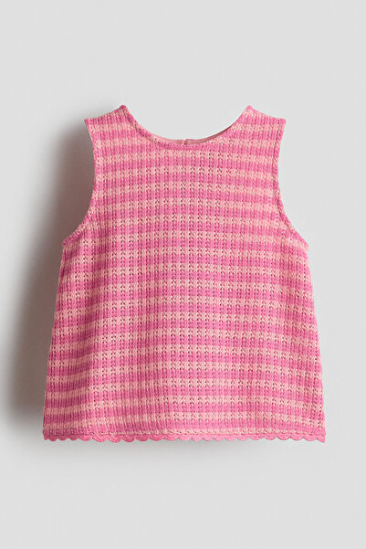 H&M Pamuklu ve Delik Desenli Triko Üst