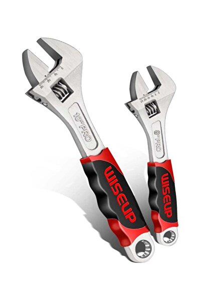 WISEUP Adjustable Wrench Sets 8 inch & 10 Inch Cr-V Forged Industrial Grade H...