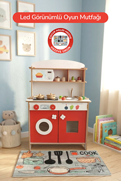 ROZİTOYS Ahşap Montessori Minimal Led Ocak Tasarımlı Çocuklar İçin Eğitici Mu...