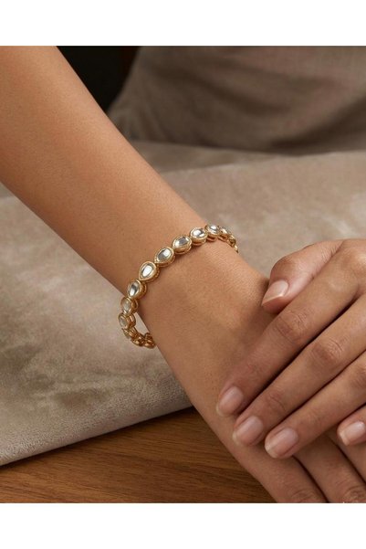 MY NUCA Oval Stone Gold Color Metal Body Bracelet