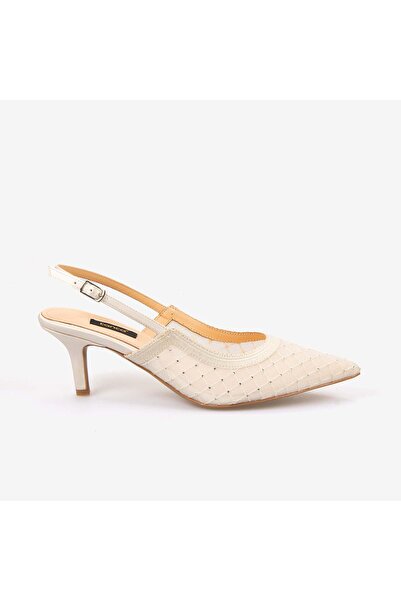 KEMAL TANCA Women's Slingback Mesh Stone Detailed 7.5cm Heeled Shoes 2275