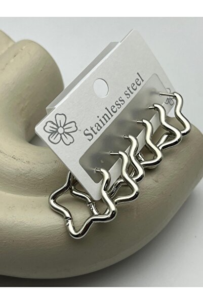 BİJU YILMAZ 26clk72 silver wave form steel earring set
