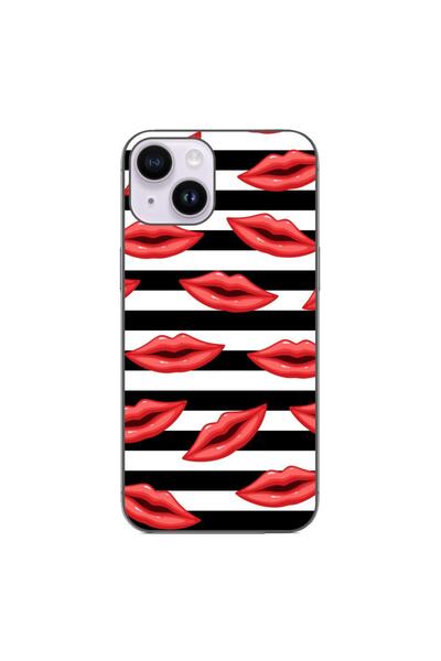 OEM Husa compatibila cu Apple iPhone 14 Silicon Gel Tpu Model Striped Kisses