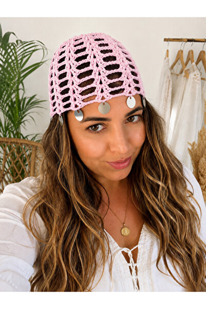 Patiska Tasarım Ecru Mesh Bandana Hand Knitted Bohemian Hair Bandana Festival...