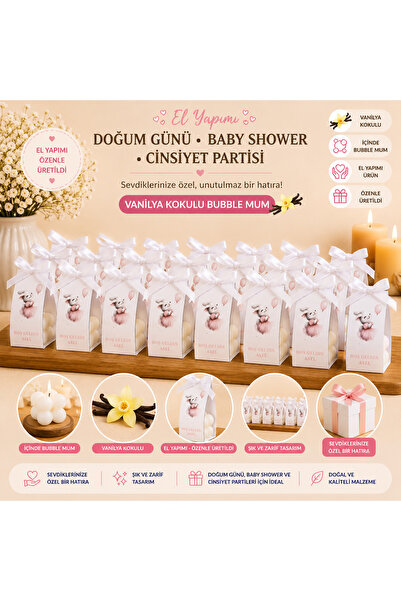 F&A Candle 25 ADET Kişiye Özel El Yapımı Bubble Mum – Vanilya Kokulu Nikah Ni...