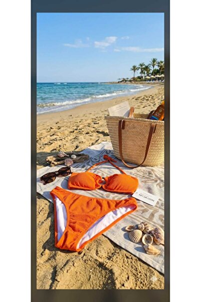 Mojomylife Turuncu Straplez Bikini Takımı
