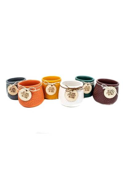OEM Ghiveci din ceramica In Forma De Cilindru Cu Model Fagure Si Cu Snur 6/set