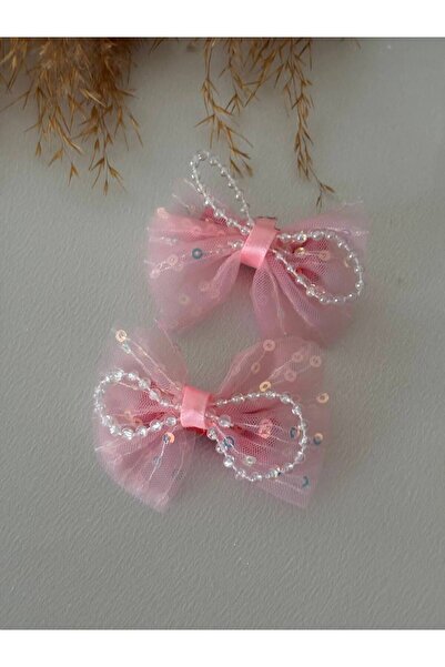 Tokacınız Double Bow Buckle with Sequin and Bead Detail