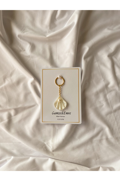 Zarif Souvenirs İstiridye Anahtarlık Söz Nişan Kına Düğün Hediyelik 10 ADET
