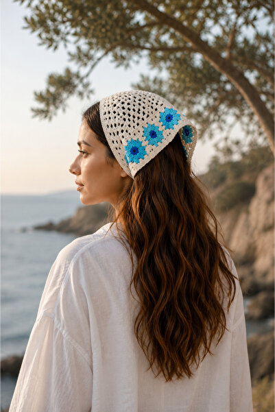 CSR AKSESUAR Handmade Floral Mesh Knitted Bandana – Multi-Purpose Waist Scarf...