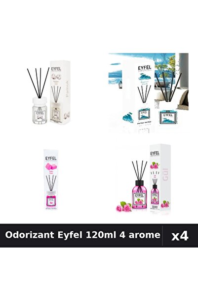 Eyfel Set 4 Odorizant Camera Betisoare 120ml - Bumbac, Ocean, Bubble Gum, Tra...