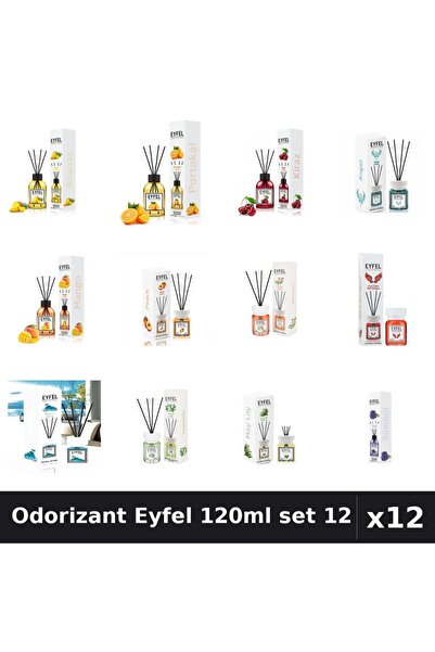 Eyfel Set 12 Odorizant Camera Betisoare 120ml - 12 Arome Asortate, Parfum Intens