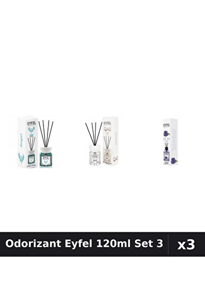 Eyfel Set 3 Odorizant Camera Betisoare 120ml - Angel, Bumbac, Zambile