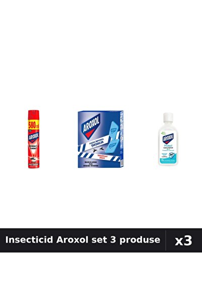 Aroxol Set 3 Insecticid - Spray 580ml, Pastile 30buc, Loțiune Repelent 85ml