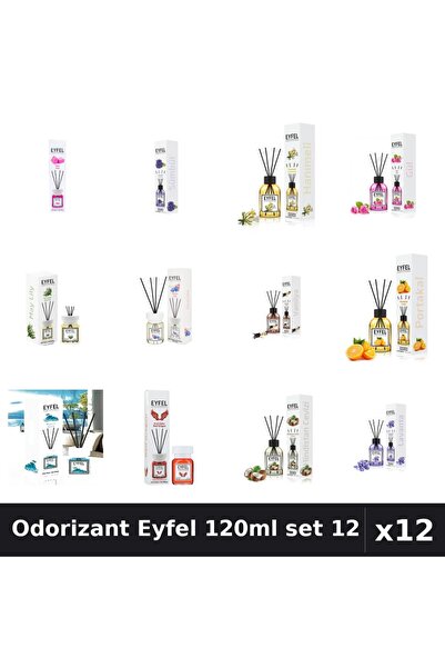 Eyfel Set 12 Odorizant Camera Betisoare 120ml - 12 Arome Asortate, Parfum Intens