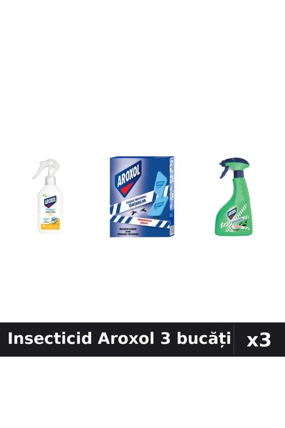 Aroxol Set 3 Insecticid - Loțiune 200ml, Pastile 30buc, Spray 400ml - Protecț...