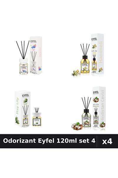 Eyfel Set 4 Odorizant Camera Betisoare - Orhidee, Lacramioare, Nuca Cocos, 120ml