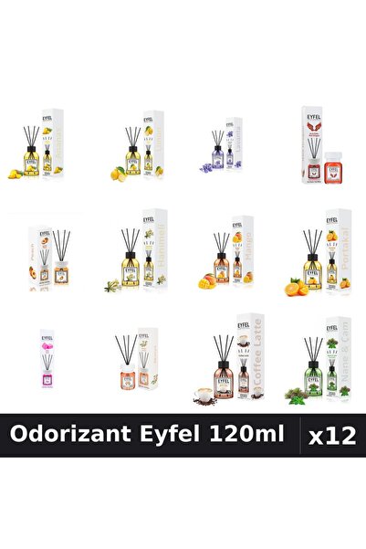 Eyfel Set 12 Odorizante Camera cu Betisoare 120ml - 12 Arome Asortate, Parfum...