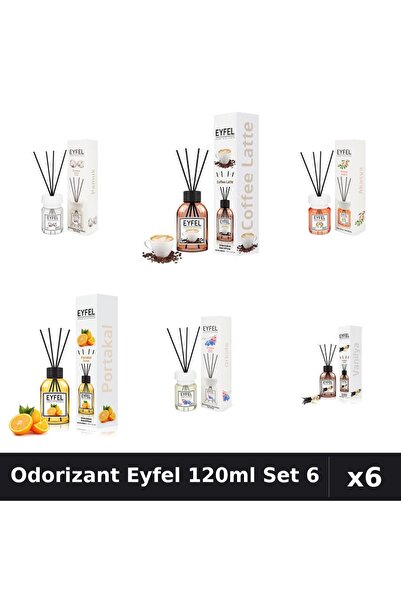 Eyfel Set 6 Odorizante Camera Betisoare - 6 Arome Asortate, 120ml Parfum
